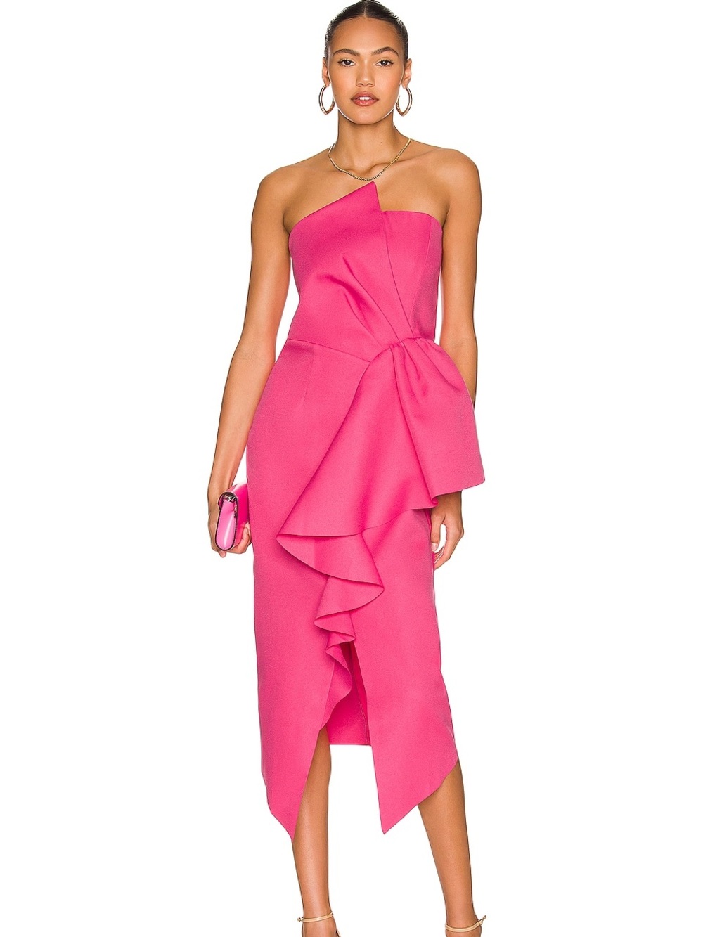 ELLIATT Pink Reception Strapless Midi Dress NEW